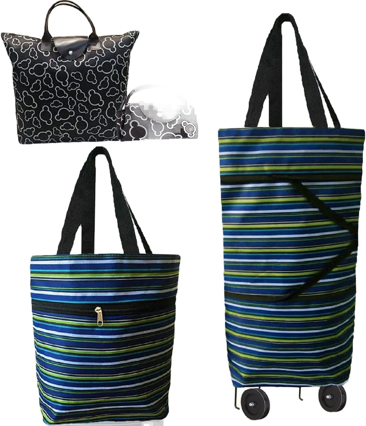 Collapsible Shopping Trolley Bag with 360 Degree Swivel Wheels