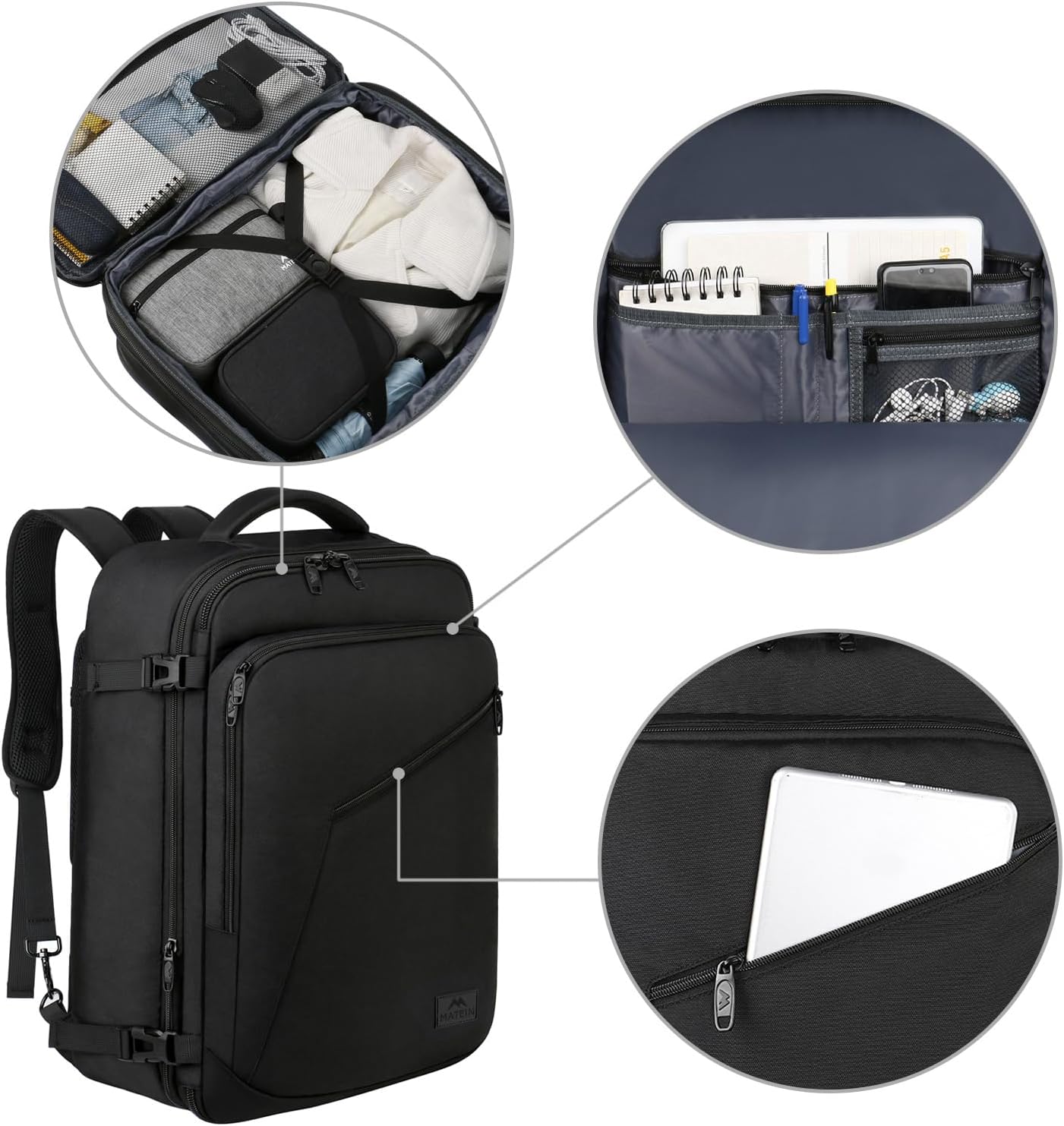 Expandable Cabin Travel Backpack for Men and Women