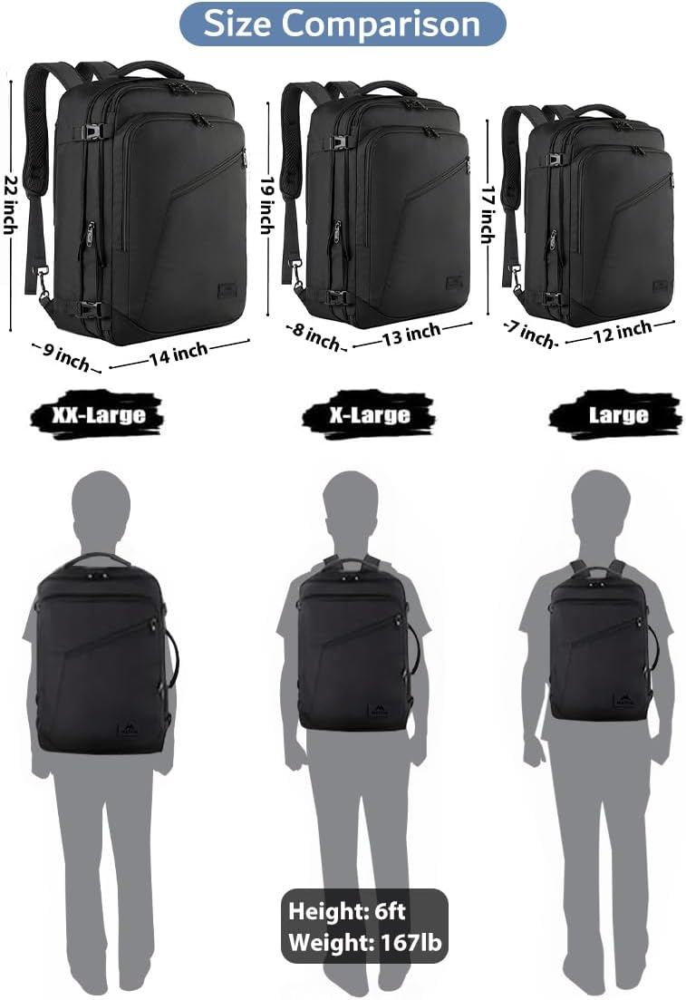 Expandable Cabin Travel Backpack for Men and Women