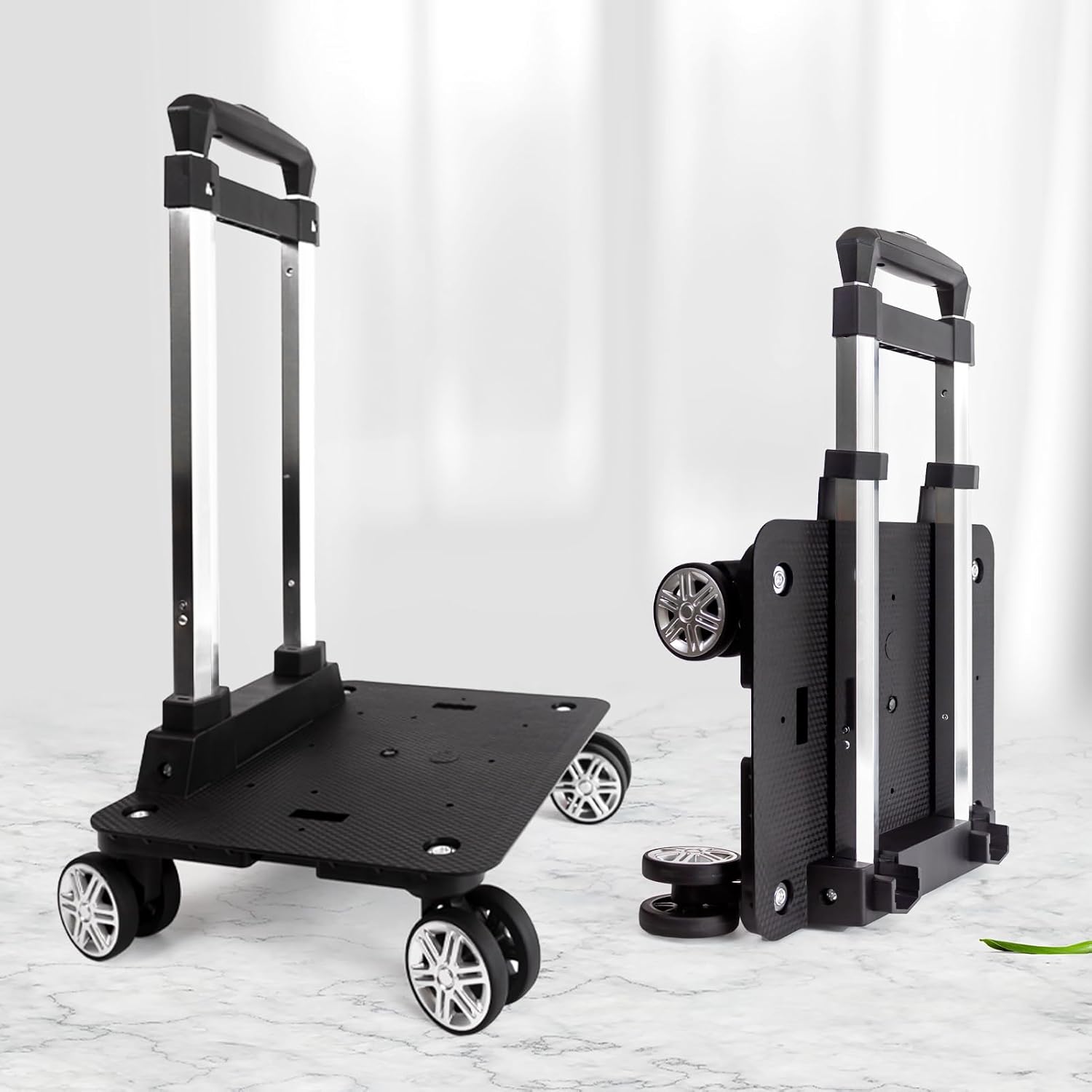 Folding Backpack Trolley with 360 Degree Swivel Wheels, Aluminium Frame
