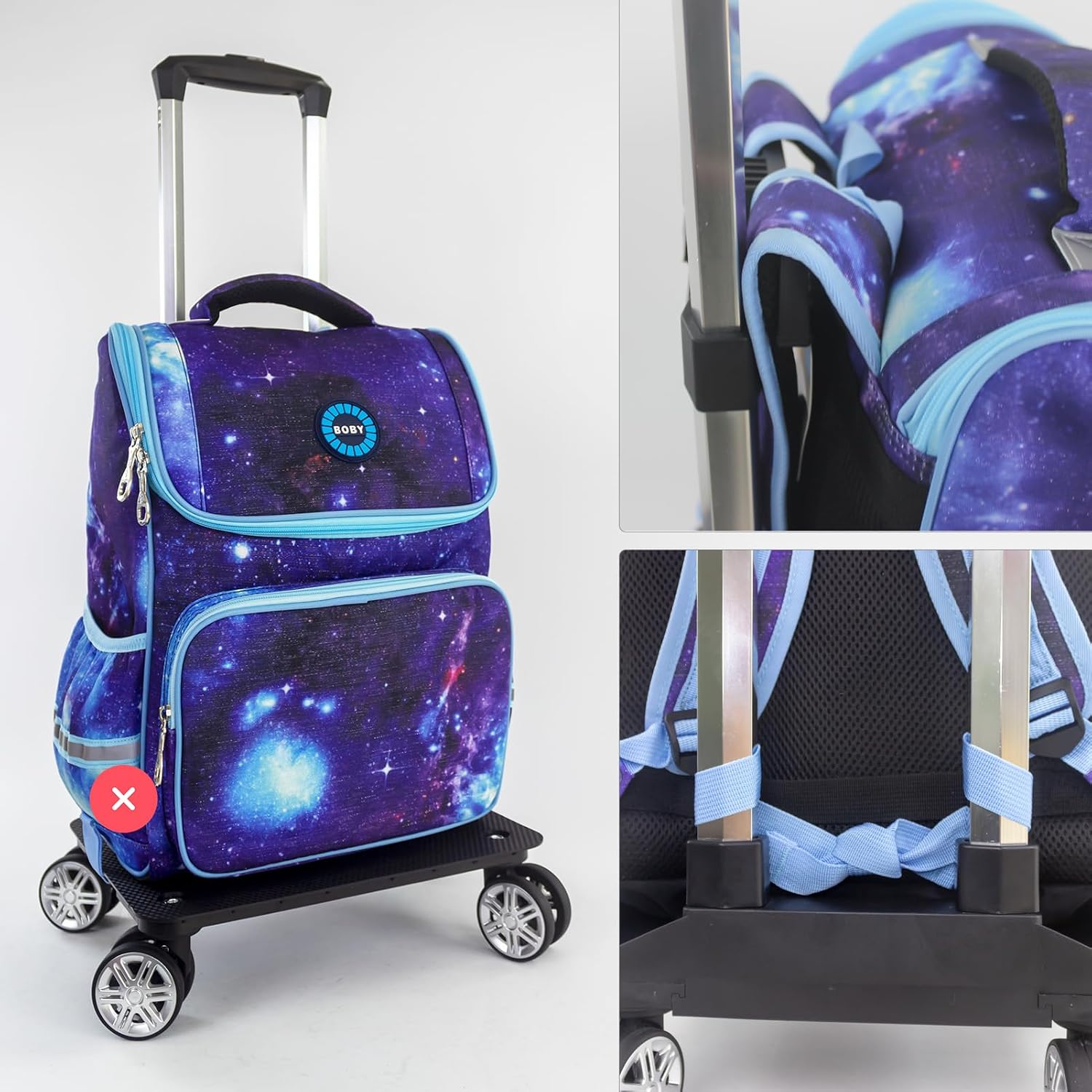 Folding Backpack Trolley with 360 Degree Swivel Wheels, Aluminium Frame