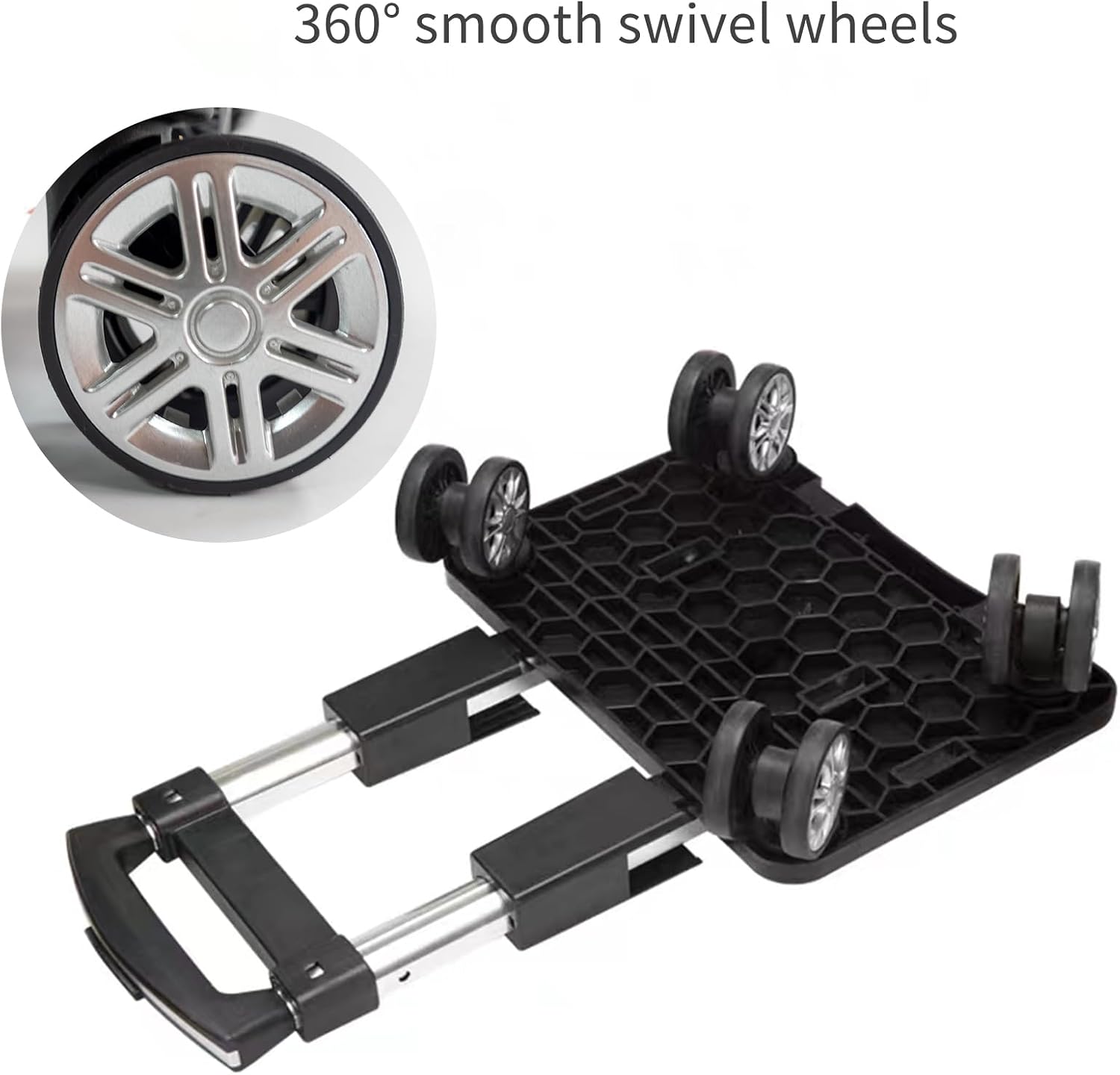 Folding Backpack Trolley with 360 Degree Swivel Wheels, Aluminium Frame